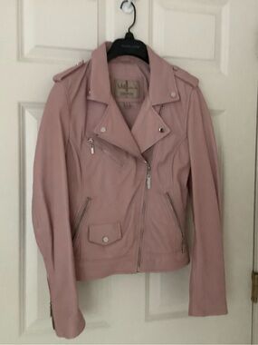 Wilsons Leather Pink Moto-Style Faux Leather Jacket
